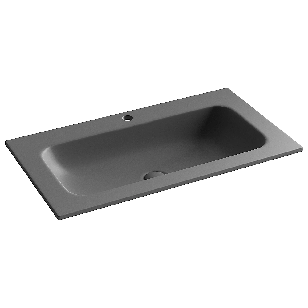 Тумба с раковиной Sancos Velta 80 VL80WG+CN7012MDH теплый серый матовая/раковина темный антрацит матовый, с отверстием для ванной в интернет-магазине Sanbest