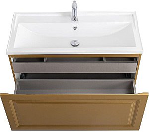 Тумба с раковиной Cezares Giubileo-N 100 GIUBILEO-N-100-1C-SO-BORO-P брашированное золото для ванной в интернет-магазине Sanbest