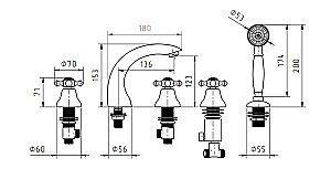 Смеситель для ванны Migliore Prestige 31608 хром купить в интернет-магазине сантехники Sanbest