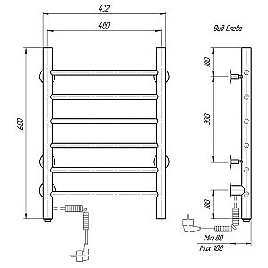 Полотенцесушитель электрический Domoterm Аврора DMT 109-6 40x60 EK хром купить в интернет-магазине сантехники Sanbest