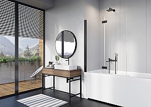 Шторка для ванны Radaway Nes 8 Black PND I 130 стекло прозрачное/профиль черный матовый купить в интернет-магазине Sanbest