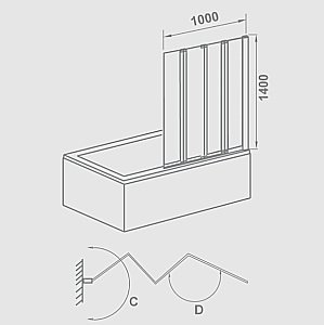 Шторка для ванны Good Door Screen GR4 100 стекло прозрачное/профиль черный матовый купить в интернет-магазине Sanbest