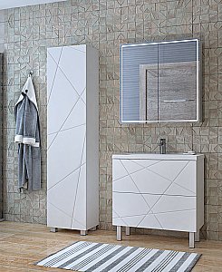 Тумба с раковиной Vigo Geometry 800-0-2 белая для ванной в интернет-магазине Sanbest