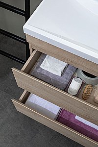 Тумба с раковиной Aquanet Нота New 334198 75 дуб светлый для ванной в интернет-магазине Sanbest