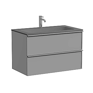 Тумба с раковиной Sancos Velta 80 VL80WG+CN7012MDH теплый серый матовая/раковина темный антрацит матовый, с отверстием для ванной в интернет-магазине Sanbest
