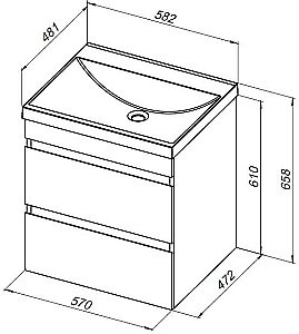 Тумба с раковиной Aquanet Нота New 334197 60 дуб светлый для ванной в интернет-магазине Sanbest