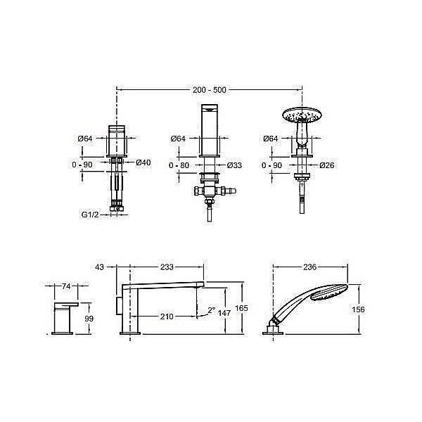 Смеситель для ванны Jacob Delafon COMPOSED E73078-CP купить в интернет-магазине сантехники Sanbest