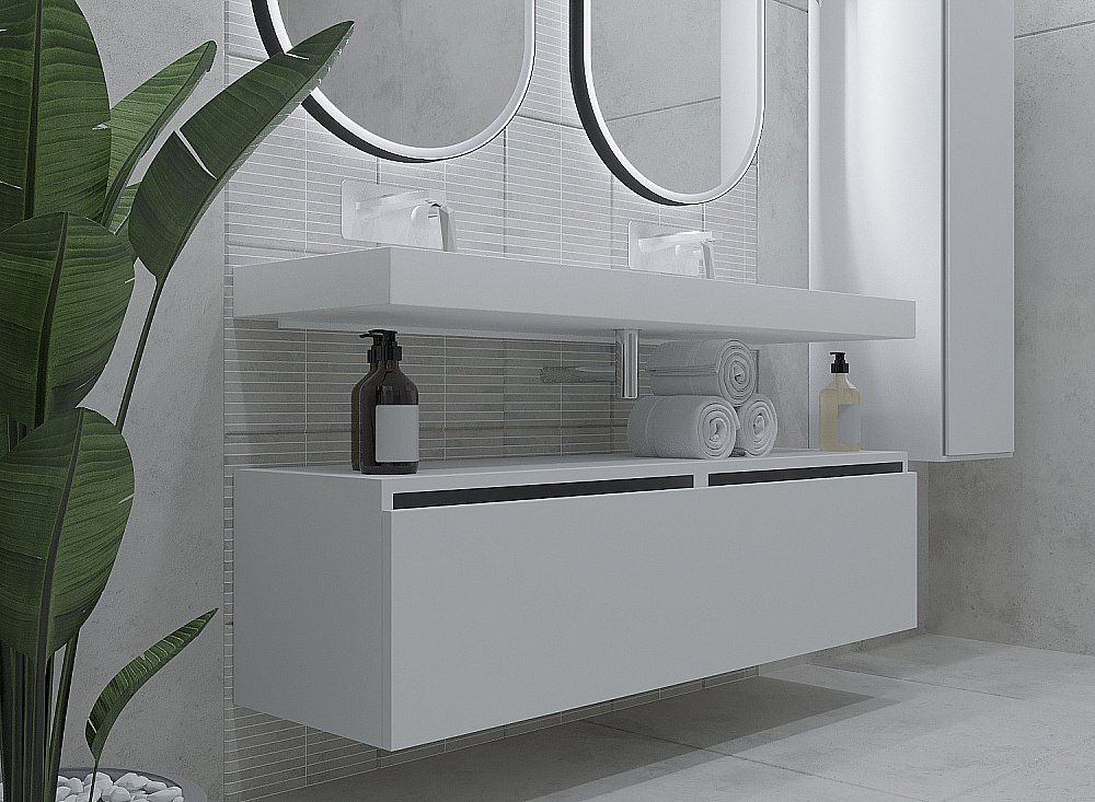 Тумба с раковиной Armadi Art Flat 80 белый глянец для ванной в интернет-магазине Sanbest