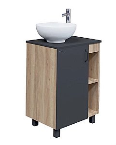 Тумба с раковиной столешницей Grossman Флай 60 серая/дуб сонома для ванной в интернет-магазине Sanbest