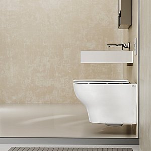 Унитаз подвесной ABBER Bequem AC1128 белый, с крышкой микролифт, безободковый, слив-торнадо купить в интернет-магазине Sanbest