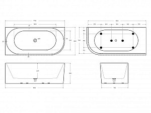 Ванна акриловая BELBAGNO BB714-1700-800-L/R белая купить в интернет-магазине Sanbest