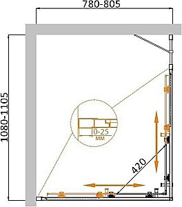 Душевой уголок Cezares Molveno 110x80 MOLVENO-AH-21-80+30-C-Cr-IV стекло прозрачное/профиль хром купить в интернет-магазине Sanbest