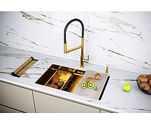 Кухонная мойка Paulmark NEXT-PRO 74 PM707445-BG брашированное золото купить в интернет-магазине сантехники Sanbest