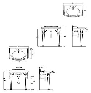 Консоль с раковиной SIMAS Arcade AR864 90 с 3 отверстиями под смеситель для ванной в интернет-магазине сантехники Sanbest