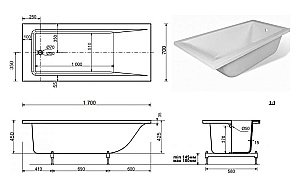 Ванна Aquanet Bright Stone 170х70 AQ-00332880 белая купить в интернет-магазине Sanbest