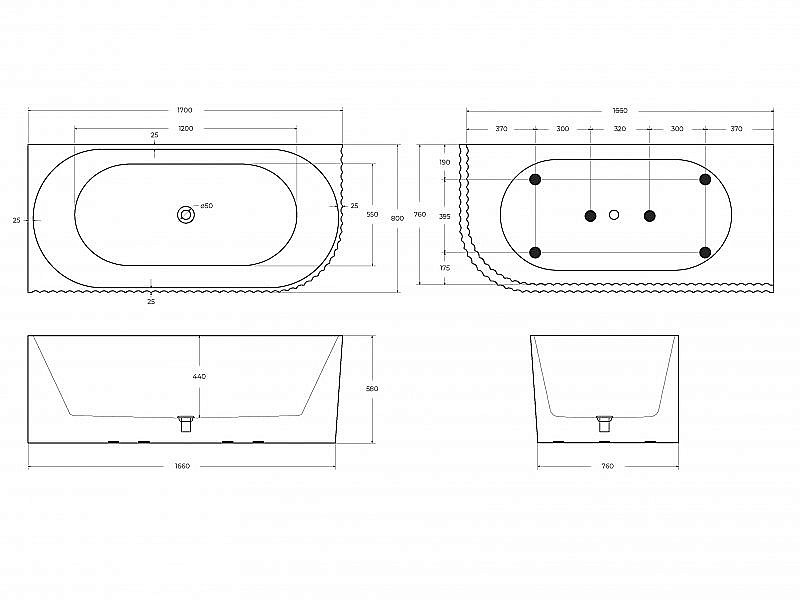 Ванна акриловая BELBAGNO BB714-1700-800-L/R белая купить в интернет-магазине Sanbest