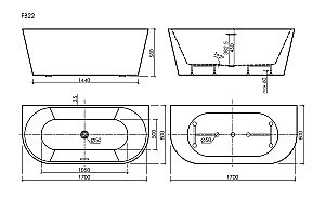 Ванна акриловая Sancos Labo FB22 170х80 белая купить в интернет-магазине Sanbest