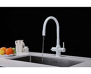 Смеситель для кухни Paulmark Salix Sa213419-WH белый матовый купить в интернет-магазине сантехники Sanbest