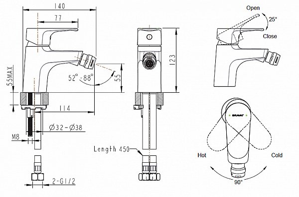 Смеситель для биде BRAVAT Alfa F3120178CP купить в интернет-магазине сантехники Sanbest