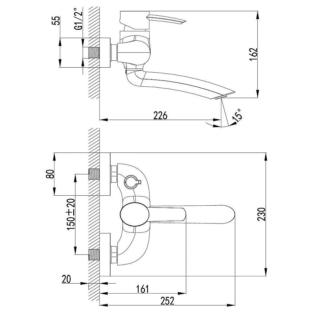 Смеситель для ванны Lemark Atlantiss LM3214C купить в интернет-магазине сантехники Sanbest