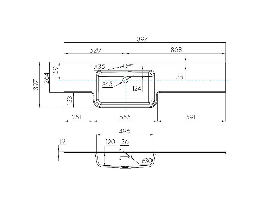 Раковина Акватон Отель 140 1A709631PI01L/P белая купить в интернет-магазине Sanbest