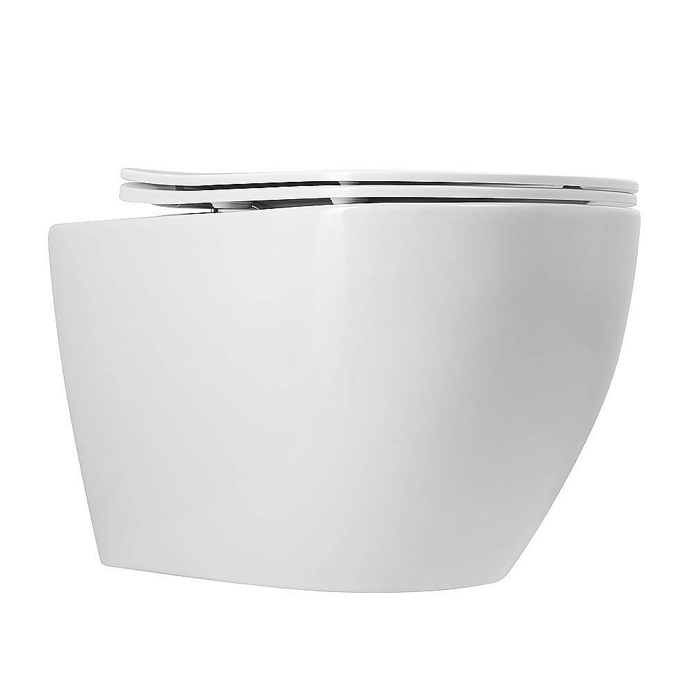 Унитаз подвесной Art&Max Bianchi AM9311CHR/SC белый, с сиденьем микролифт, безободковый купить в интернет-магазине Sanbest