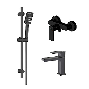 Набор смесителей Aquatek ЛИРА Set 3 в 1 (AQ1410MB+AQ1460MB+AQ2018MB) черный матовый купить в интернет-магазине сантехники Sanbest