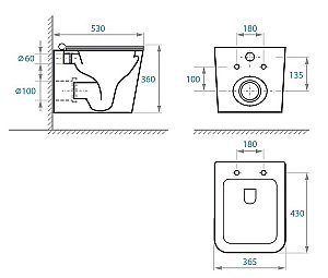 Унитаз подвесной Koller Pool KVADRO KR-0530-RW безободковый, с крышкой микролифт купить в интернет-магазине Sanbest