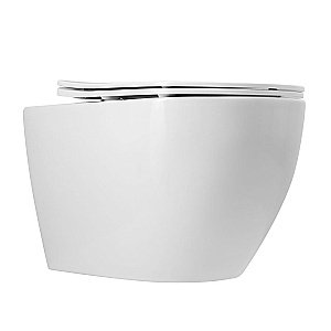 Унитаз подвесной Art&Max Bianchi AM9311CHR/SC белый, с сиденьем микролифт, безободковый купить в интернет-магазине Sanbest