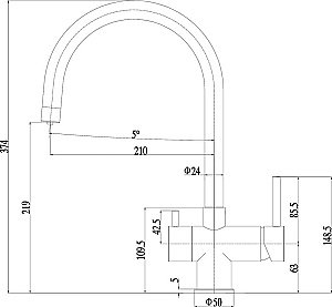 Смеситель для кухни Zorg Inox SZR-7020 Сталь купить в интернет-магазине сантехники Sanbest