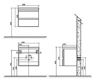 Тумба с раковиной Belbagno Energia-N 60 подвесная Bianco Lucido для ванной в интернет-магазине Sanbest