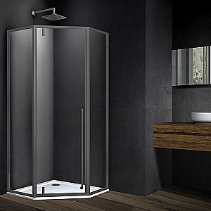 Душевой уголок Vincea Penta VSP-3P900CLGM 90x90 стекло прозрачное/профиль вороненая сталь купить в интернет-магазине Sanbest