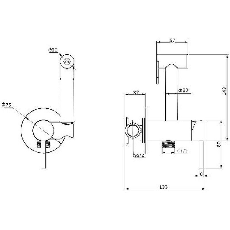 Гигиенический душ Rush Capri CA1435-98 купить в интернет-магазине сантехники Sanbest