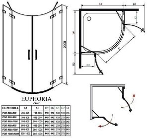 Душевой уголок Radaway Euphoria PDD 90x90 купить в интернет-магазине Sanbest