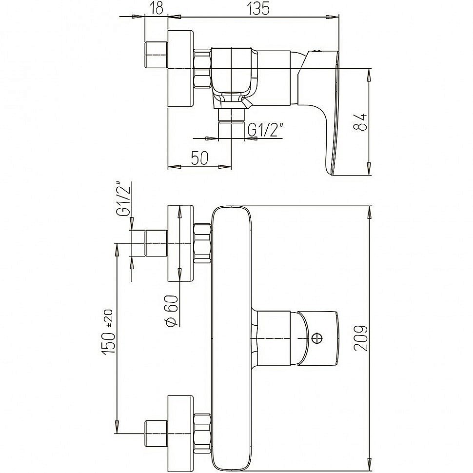 Смеситель для душа PAINI Parallel 47CR511LMKM хром купить в интернет-магазине сантехники Sanbest