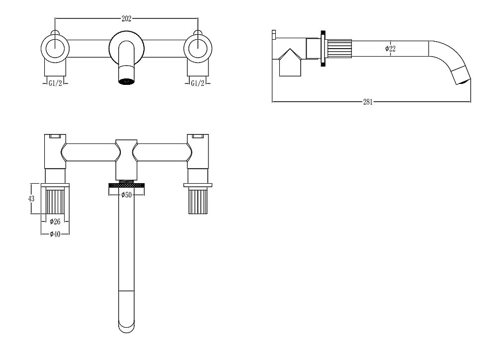 Смеситель для раковины Boheme ELEGANTE 152-2-B-EL черный купить в интернет-магазине сантехники Sanbest