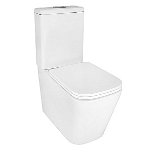 Унитаз напольный Azario Savia AZ-8303D-s белый, безободковый, с бачком, с крышкой микролифт купить в интернет-магазине Sanbest