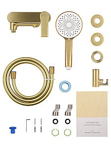 Смеситель для ванны с душем WONZON & WOGHAND BRILLIANT, Брашированное золото (WW-88037079-BG) купить в интернет-магазине сантехники Sanbest