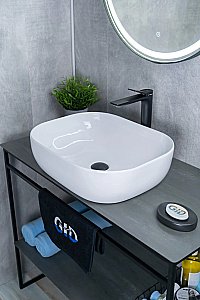 Раковина накладная Gid Geometrico 50 D1302 51198 белая купить в интернет-магазине Sanbest