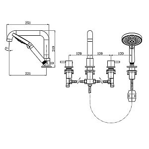 Смеситель для ванны и душа Caprigo Don 53-410-NER черный матовый купить в интернет-магазине сантехники Sanbest