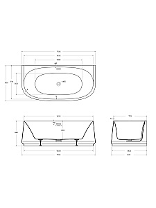 Акриловая ванна Cezares LUX 170х80 CZR-LUX-WALL-170-80-58 белая купить в интернет-магазине Sanbest