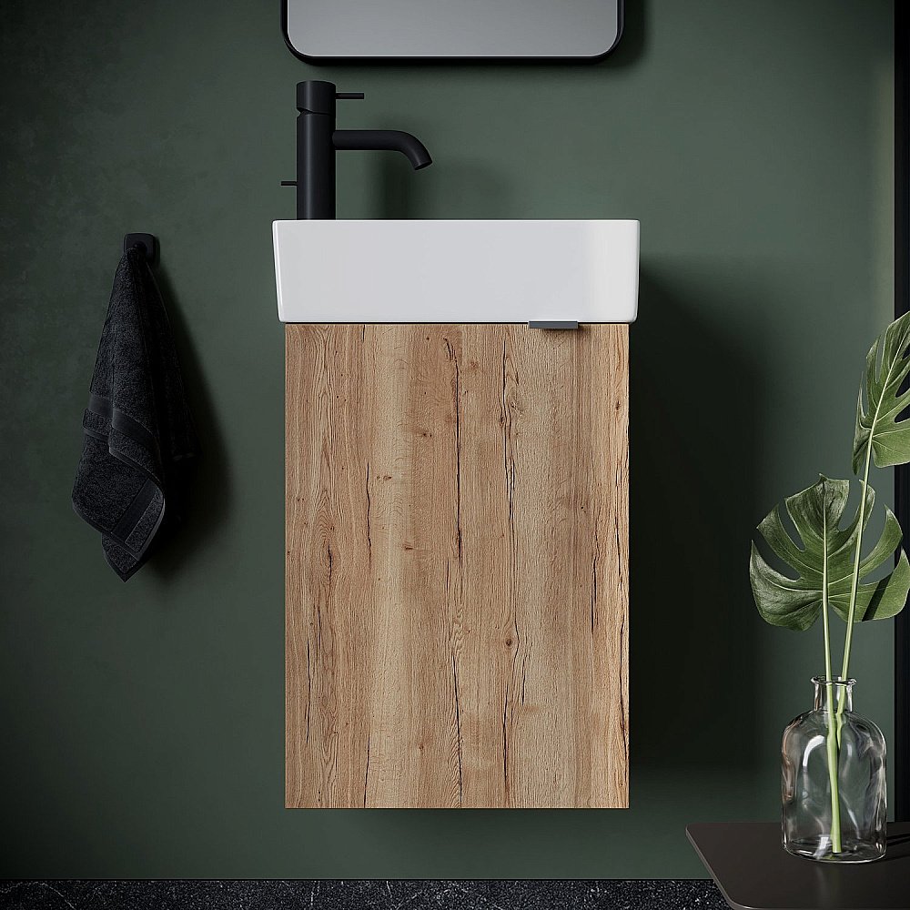 Тумба с раковиной Sancos Mini MN35EG дуб галифакс для ванной в интернет-магазине Sanbest