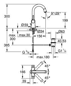 Смеситель для раковины Grohe Grandera 21107IG0 хром/золото купить в интернет-магазине сантехники Sanbest