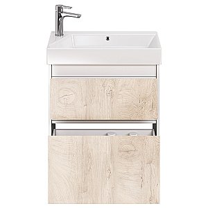 Тумба с  раковиной подвесная/напольная Dreja SLIM 65 белый глянец/дуб кантри для ванной в интернет-магазине Sanbest