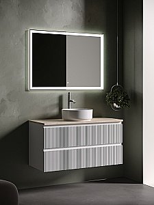 Тумба с раковиной Sancos SNOB R 100 со столешницей, белая матовый для ванной в интернет-магазине Sanbest