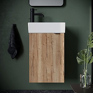 Тумба с раковиной Sancos Mini MN35EG дуб галифакс для ванной в интернет-магазине Sanbest