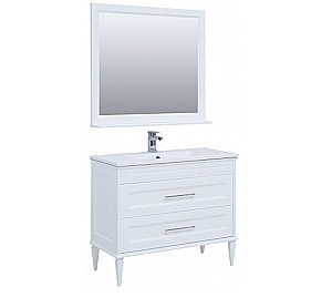 Тумба с раковиной Aquanet Бостон 100/Flat 100 белая матовая для ванной в интернет-магазине Sanbest