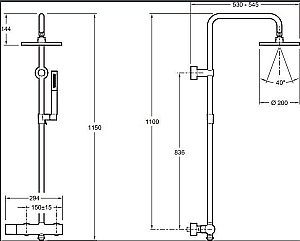 Душевая система Jacob Delafon TOOBI E15370-CP купить в интернет-магазине сантехники Sanbest
