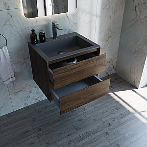 Тумба с раковиной Vincea Luka 60 VMC-2L600CO/VCB-13600G тёмный дуб/раковина серая для ванной в интернет-магазине Sanbest