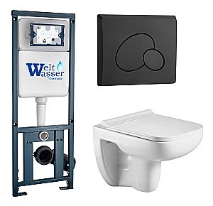 Унитаз с инсталляцией WeltWasser MARBERG 410 + KEHLBACH 004 GL-WT + MAR 410 RD MT-BL купить в интернет-магазине Sanbest